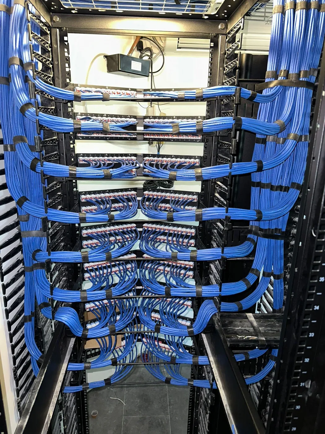 Cat6 cable dressing, dressed & labelled
